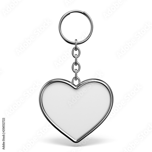 Obraz na płótnie Blank metal trinket with a ring for a key heart shape 3D w salonie