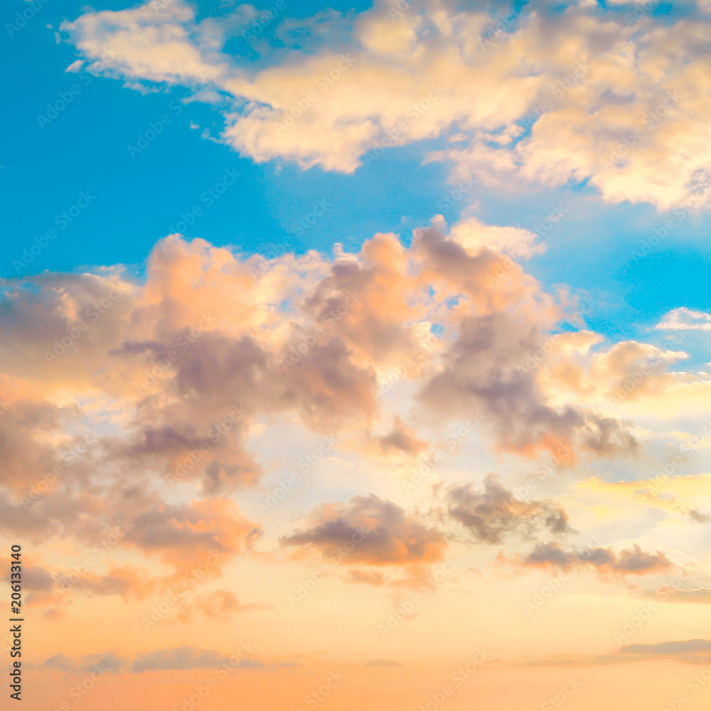 sunset sky with lighted clouds Stock Photo | Adobe Stock