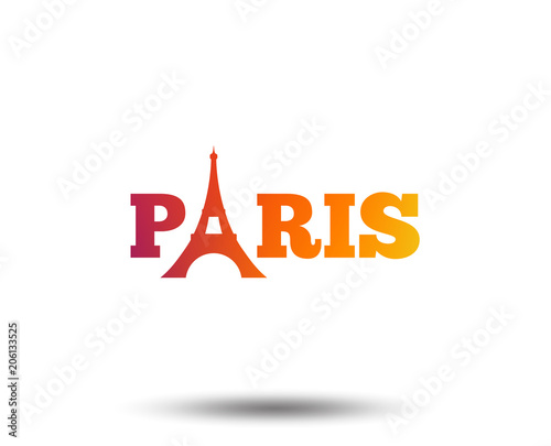 Eiffel tower icon. Paris symbol. Blurred gradient design element. Vivid graphic flat icon. Vector