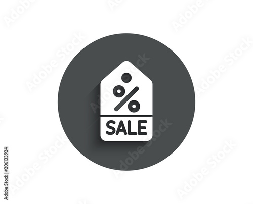 Shopping tag simple icon. Sale Special offer sign. Discount coupon symbol. Circle flat button with shadow. Vector