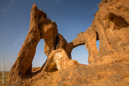 Beautiful elephant shaped rock arch in Sahara rock formation – Elephant Rock, Mauritania