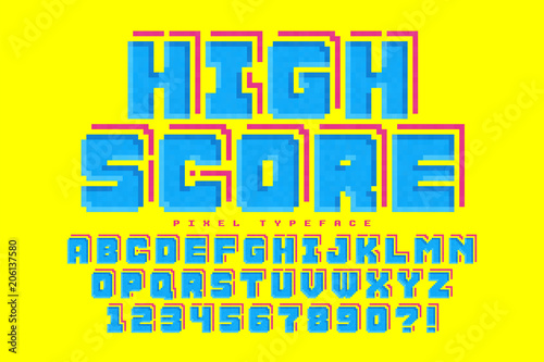 Pixel vector font design, stylized like in 8-bit games