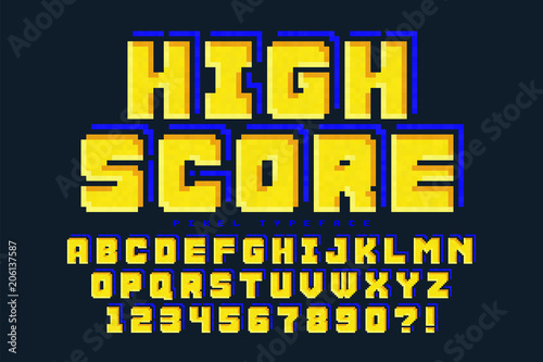 Pixel vector font design, stylized like in 8-bit games