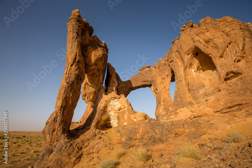 Beautiful elephant shaped rock arch in Sahara rock formation – Elephant Rock, Mauritania