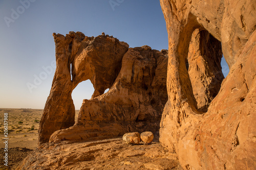 Beautiful elephant shaped rock arch in Sahara rock formation – Elephant Rock, Mauritania