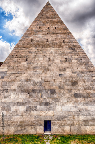 Pyramid of Cestius  iconic landmark in Rome  Italy
