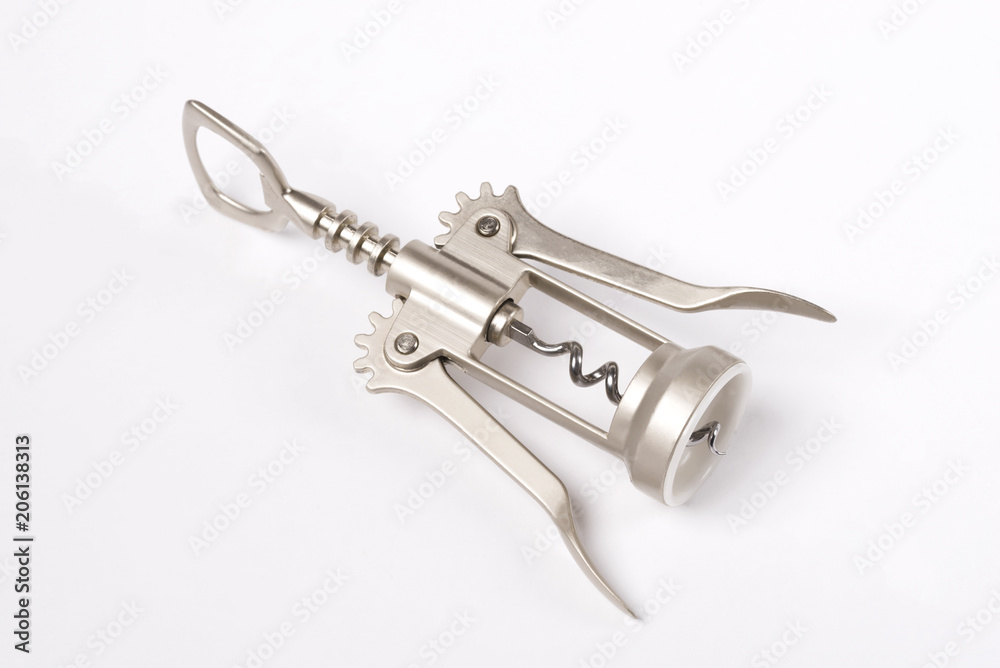 Wine corkscrew on white background. Wine corkscrew on white background.