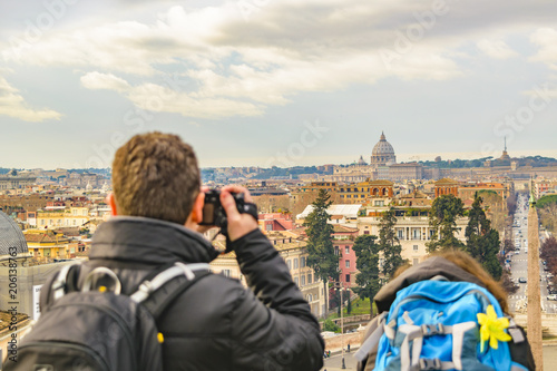 People at Monte Pincio Viewpoint, Rome, Italy