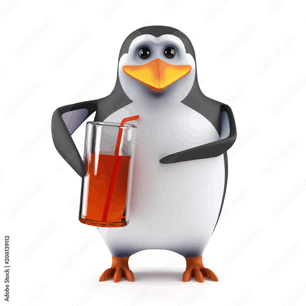 Obraz premium 3d Penguin enjoys a drink
