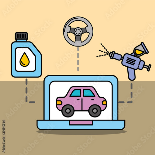 diagnostic technologic car service maintenance vector illustration