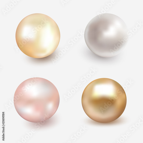 Set of beautiful shiny sea pearl