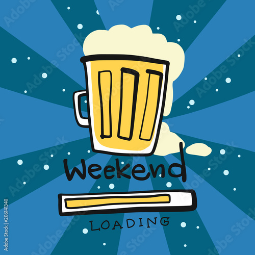 Beer glass weekend loading cartoon vector illustration