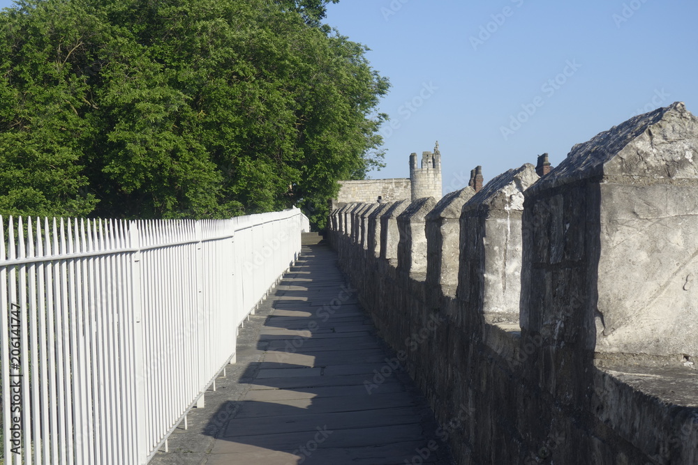 York City Wall with white railing 