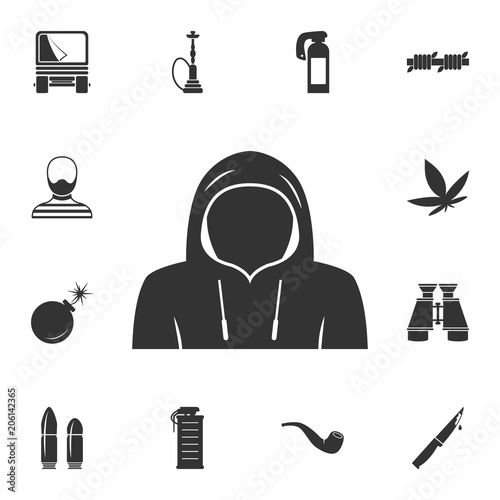Man in a hood icon. Simple element illustration. Man in a hood symbol design from Crime collection set. Can be used for web and mobile