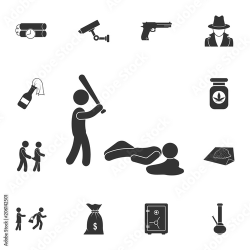 Killing a man with a bat icon. Simple element illustration. Killing a man with a bat symbol design from Crime collection set. Can be used for web and mobile