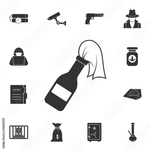 Molotov cocktail icon. Simple element illustration. Molotov cocktail symbol design from Crime collection set. Can be used for web and mobile
