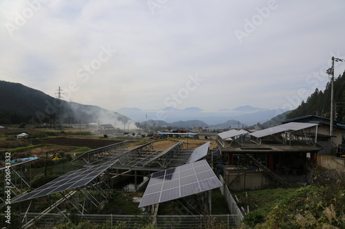 Solar Panels in Field in Rurual Japan