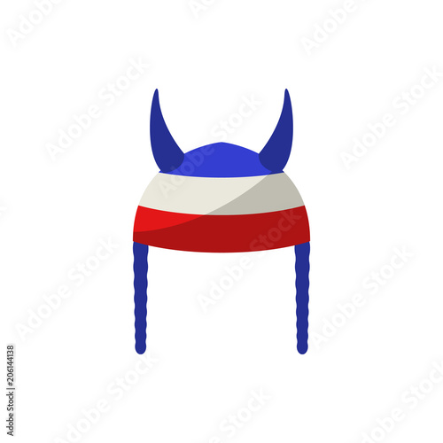 fan Viking cap illustration. Element of fans accessory for mobile concept and web apps. Colored in Russian national flag fan Viking cap flat can be used for web and mobile