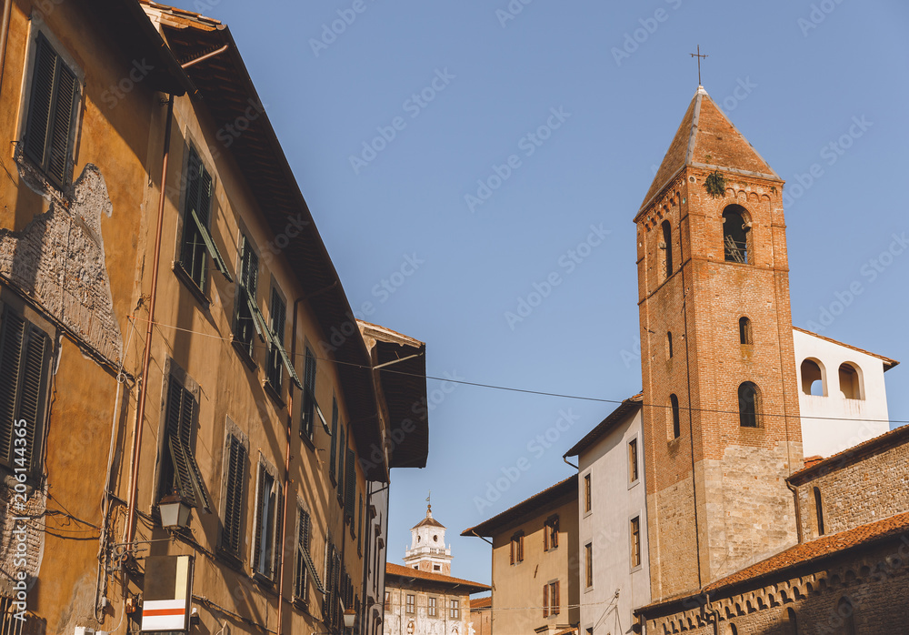 old houses in historical european city, Pisa, Italy