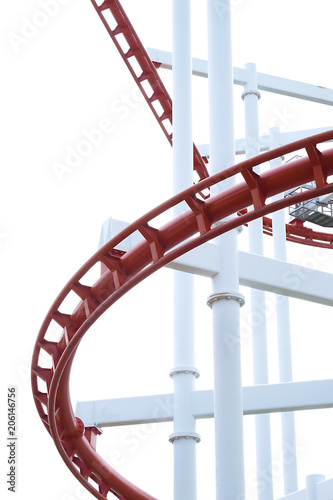 Fototapeta Naklejka Na Ścianę i Meble -  Metal roller coaster  structure on white background