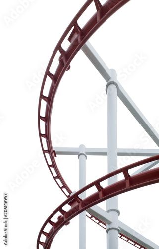 Fototapeta Naklejka Na Ścianę i Meble -  Metal roller coaster  structure on white background