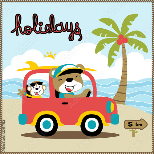 vector cartoon of funny animals holiday time