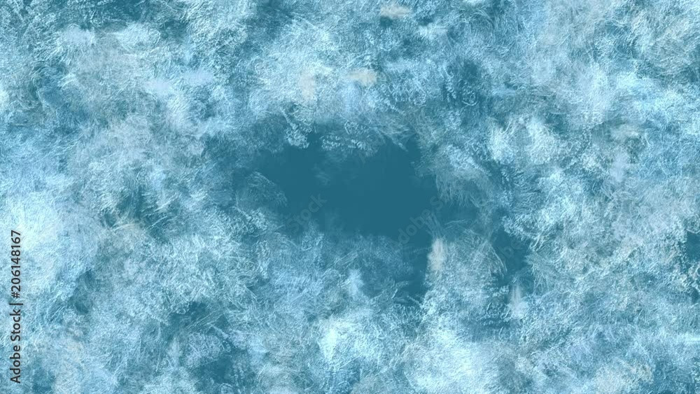 Animation of freezing from borders to center and defrosting window glass. Abstract illustration, animation, seamless loop