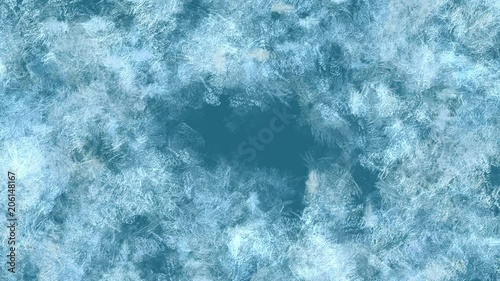 Animation of freezing from borders to center and defrosting window glass. Abstract illustration, animation, seamless loop photo