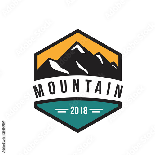 Vintage Outdoor camp and Mountain Logo Badge. mountain emblem logo
