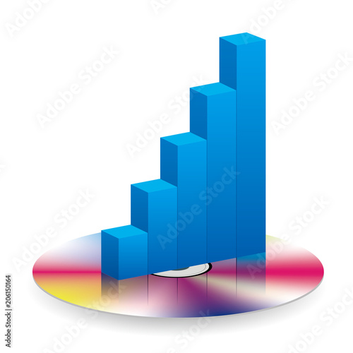 Bar chart on the DVD Isolated on white background.