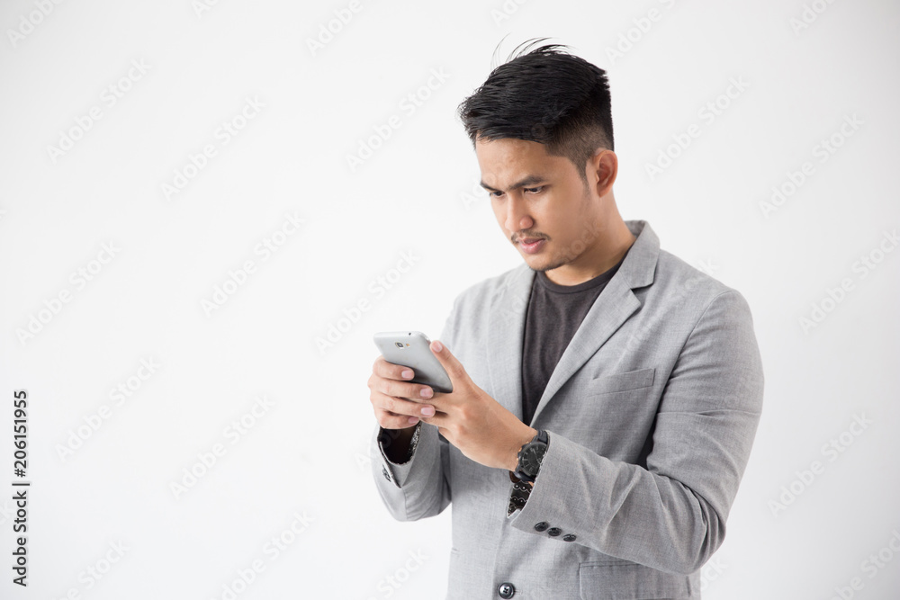 Asian Young Business with smart cell phone Asian Young Business with smart cell phone