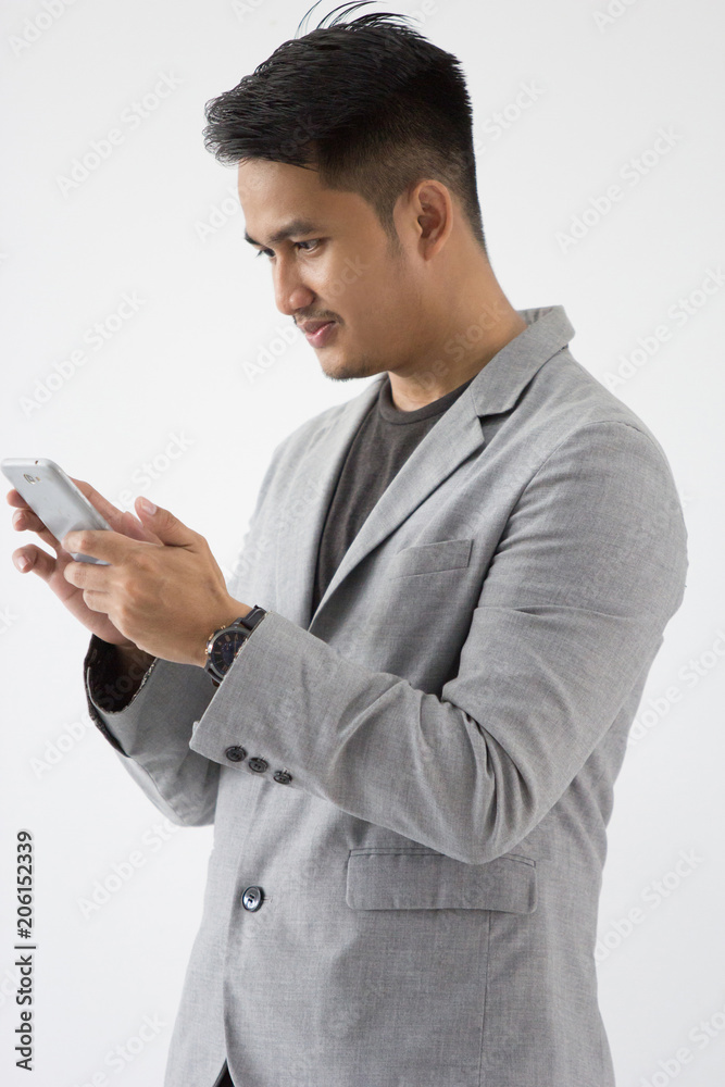 Asian Young Business with smart cell phone Asian Young Business with smart cell phone
