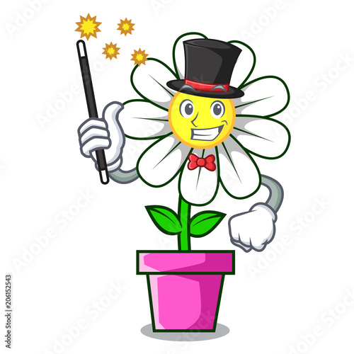 Magician daisy flower mascot cartoon