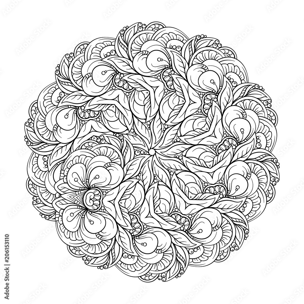 Fototapeta premium Vector abstract black and white ethnic mandala motif