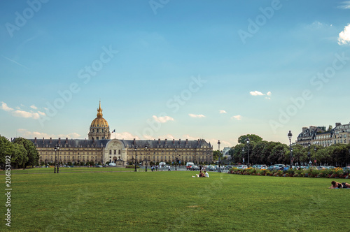 Gardens, palace and dome forming the Esplanade des Invalides in Paris. Known as the “City of Light”, is one of the most awesome world’s cultural center. Northern France.