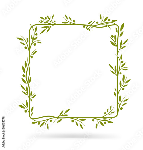 Olive tree border. Vector element. EPS10.