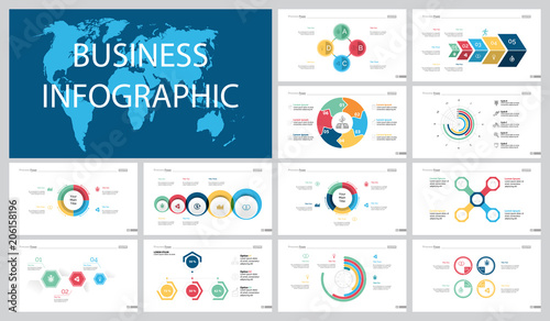 Colorful marketing or banking concept infographic charts set