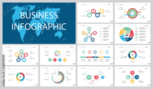 Colorful planning or analysis concept infographic charts set