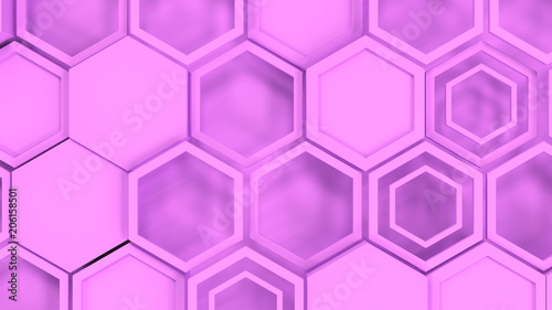 Abstract 3d background made of purple hexagons