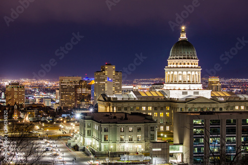 Wallpaper Mural Downtown Salt Lake City, Utah night lights, Capitol building Torontodigital.ca