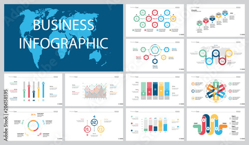 Colorful statistics or research concept infographic charts set