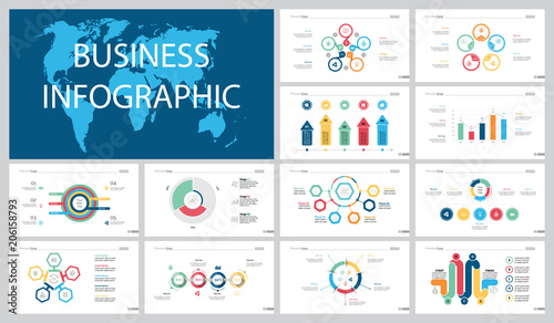 Colorful workflow or teamwork concept infographic charts set