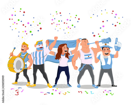 Cheerful Argentina National Football Team Supporters Crowd Having Celebrations