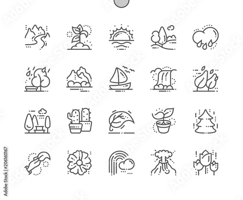 Nature Well-crafted Pixel Perfect Vector Thin Line Icons 30 2x Grid for Web Graphics and Apps. Simple Minimal Pictogram