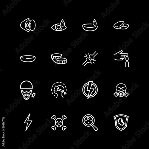 Set of protection, eyes care, poison, high voltage icons