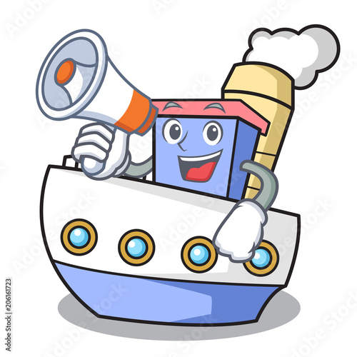 With megaphone ship character cartoon style photo