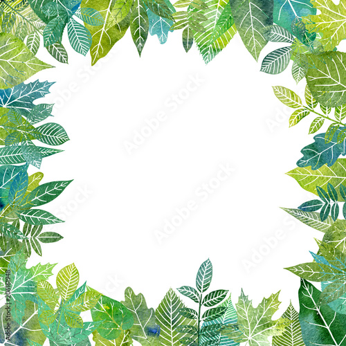 watercolor template with tree leaves