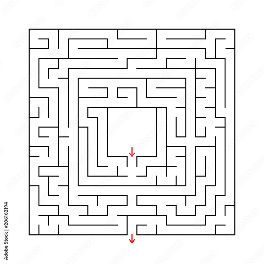 Abstract square maze. Vector illustration isolated on white background.