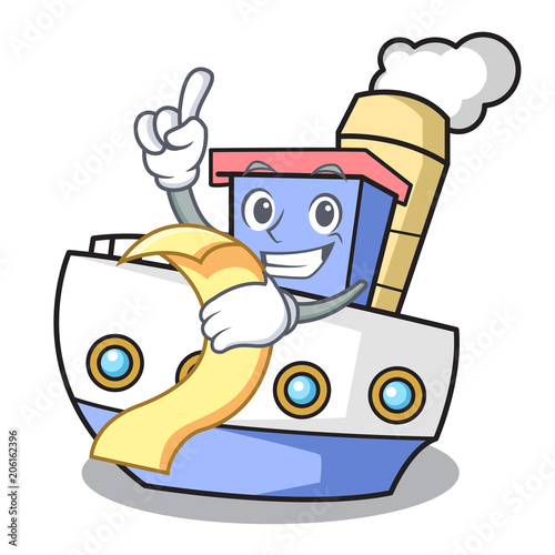 With menu ship mascot cartoon style