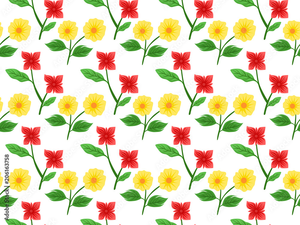 Fototapeta premium flower and leaves seamless pattern